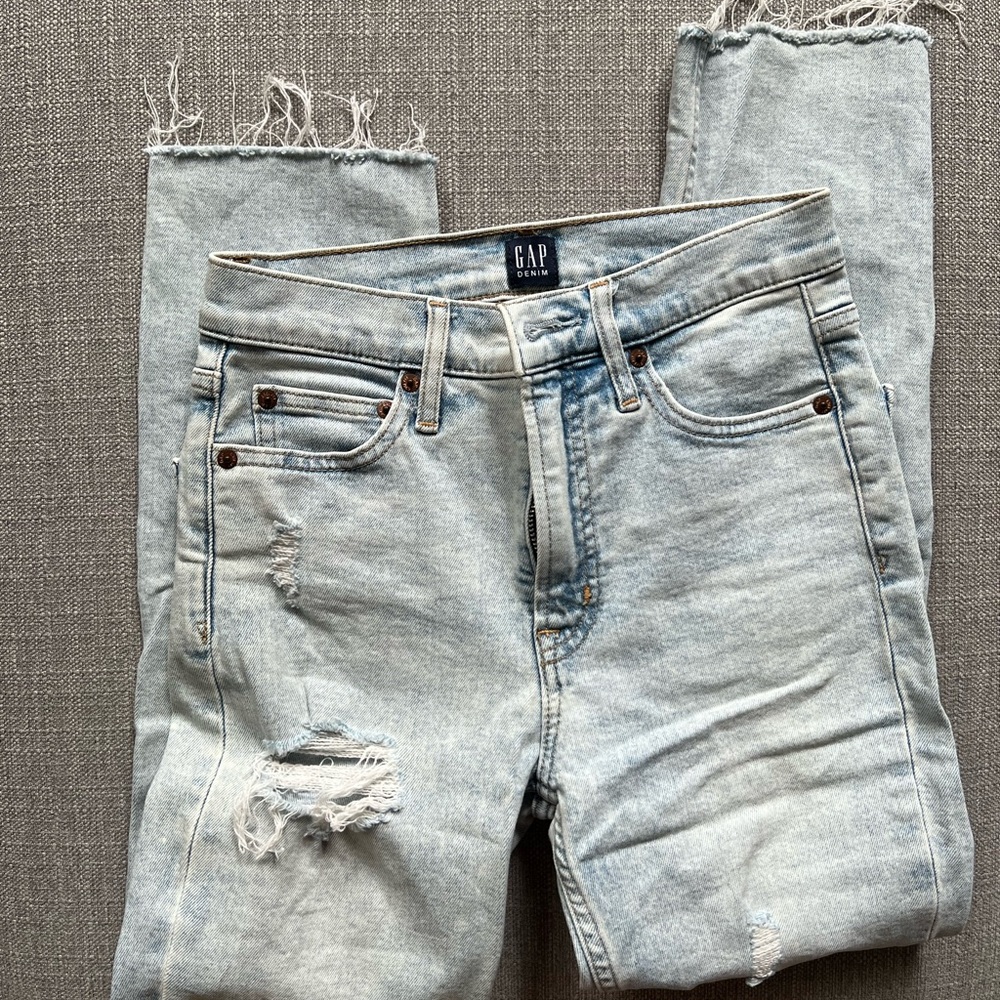 Gap Distressed Cigarette Jeans